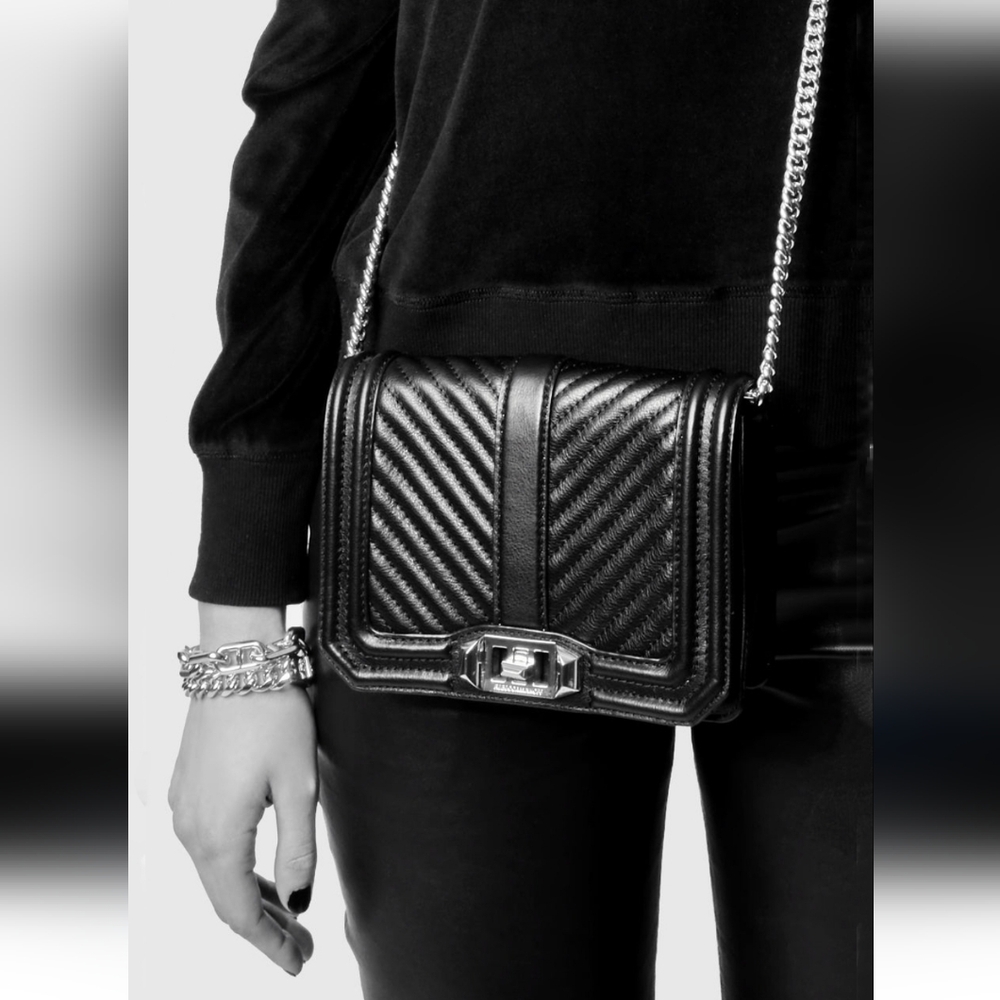 Rebecca Minkoff Love Mini Black Quilted Crossbody Bag - Picture 15 of 16